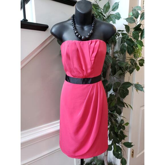 The Limited Fit & Flare Dress Women Size 4 Pink Solid Polyester Off The Shoulder - Picture 1 of 13